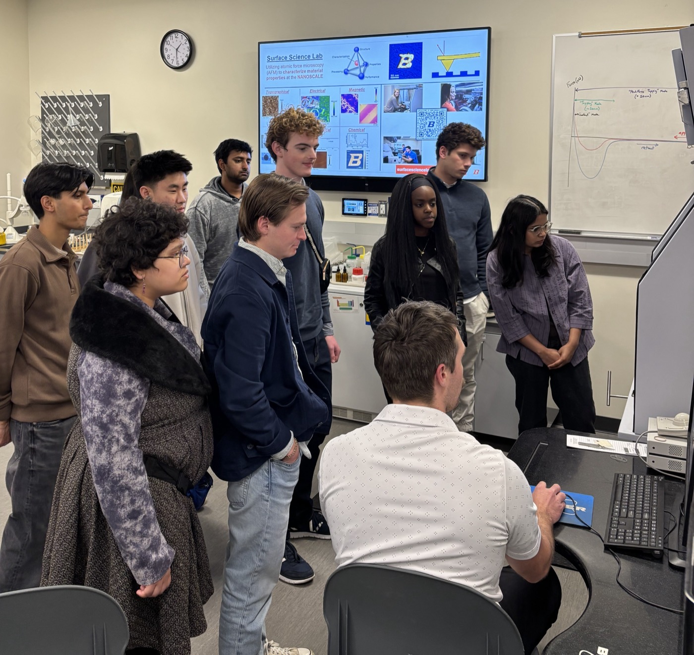 Students working through a semiconductor tool demo at Boise State