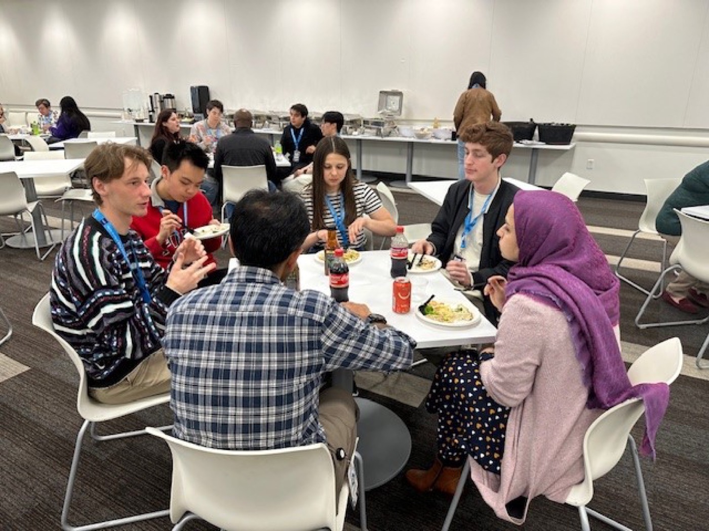 Students meeting Intel engineers over lunch