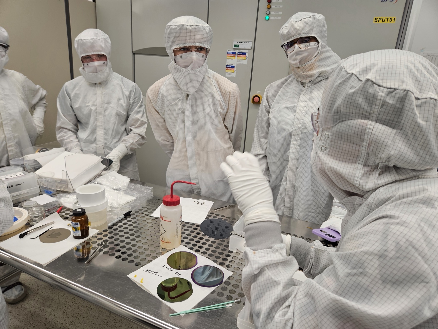 EDGE Scholars in cleanroom suits at the University of Washington